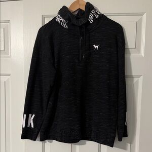 M - PINK Victoria's Secret Black Zip-Up Sweater